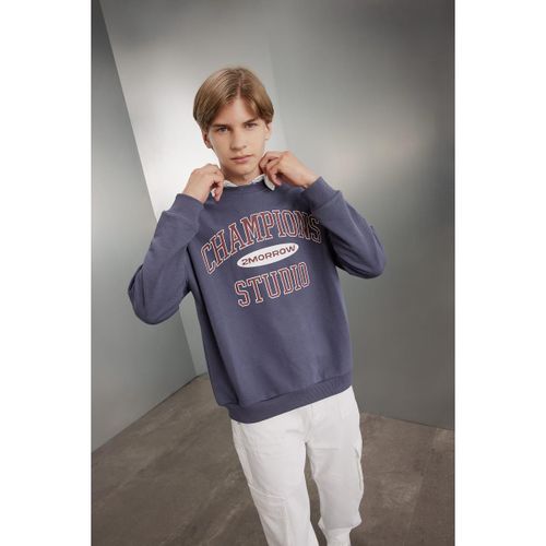 product_image_name-Defacto-Boy Crew Neck Oversize Fit Sweat Shirt - Indigo-1