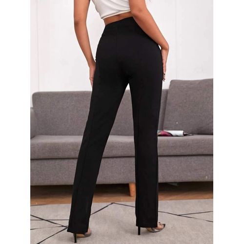 Buy Styli Black High Rise Flared Trousers for Women Online  Tata CLiQ