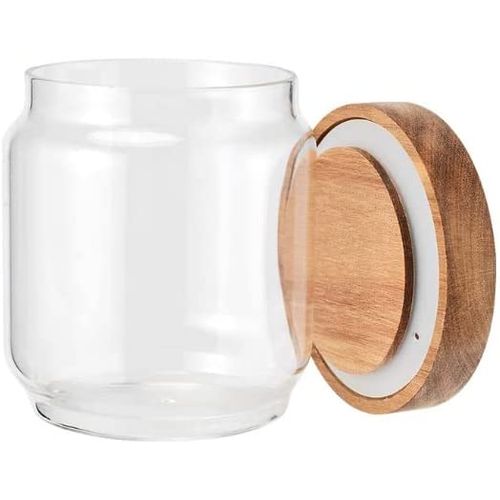 High Borosilicate Glass Acacia Wood Lid Glass Jar Food Airtight