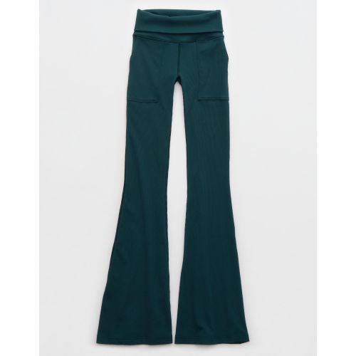 Shop OFFLINE By Aerie The Hugger High Waisted Foldover Flare Legging online