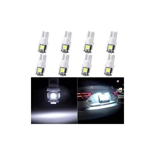 product_image_name-Generic-مصباح LED إسفيني عالي السطوع، T10 W5W 194 168 أبيض ساطع 5050 5SMD، أضواء داخلية بديلة، أضواء جانبية للسيارة للوحة القيادة، الباب، إضاءة لوحة الأرقام - DC 12V - أبيض - عبوة 8 قطع-1