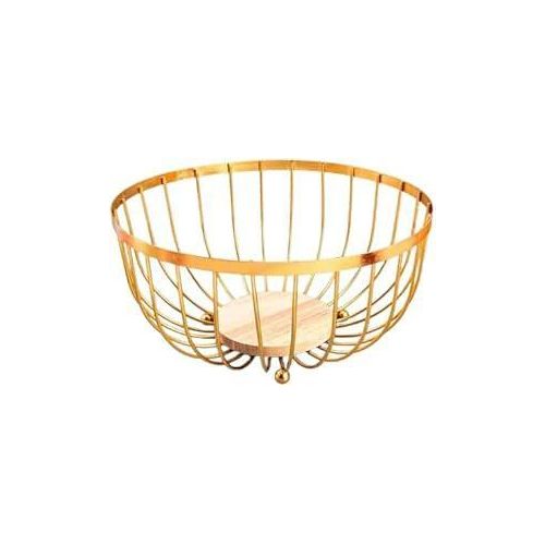 product_image_name-Generic-طبق فاكهة معدني ذهبي بقاعدة من خشب الزان - لمسة فاخرة لطاولتك-1
