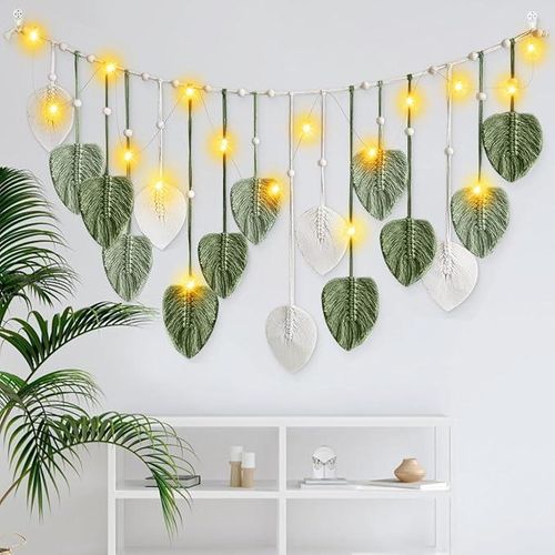 product_image_name-Antikiano-ديكور بوهيمي - تعليق جداري ماكراميه، شرابة سجادة شيك مع أضواء خرافية LED 3M-1