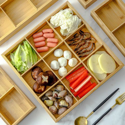 Generic Wooden Divided Serving Tray Decoration Food Server For