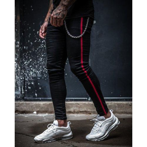 16 Jeans Mens Side Stripe Skinny Fit Black Denim Jeans Streetwear Jeans Best Price Online Jumia Egypt