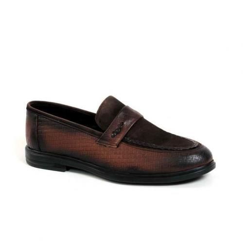 Buy Genuine Leather Men's Slip-On Shoes - Brown in Egypt