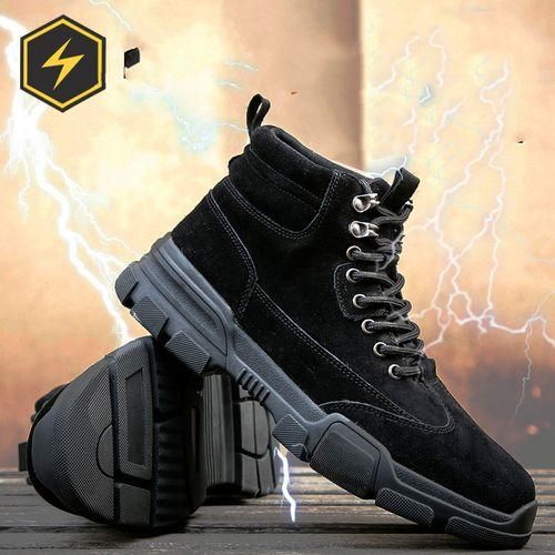 Mens black suede work boots hot sale