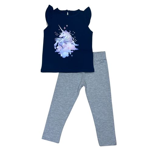 اشتري Baby Co. Unicorn Cotton Baby Set (Blue T-shirt + Light Grey Leggings) في مصر