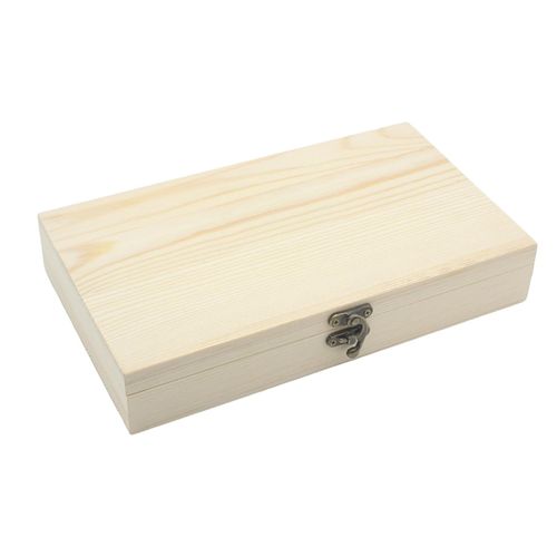 Generic Wooden Box With Hinged Lid Keepsake Box Rectangle Plain