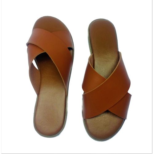 Generic Camel Leather Flat Slippers Comfort Insole For Ladies Best Price Online Jumia Egypt