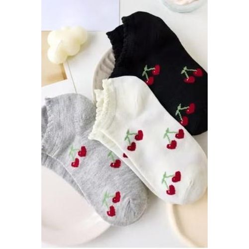 product_image_name-Generic-Set of 5 Women’s Ankle Socks – Cherry Blossom Pattern – Attractive Random Colors – Suitable for All Seasons and Daily Wear-2