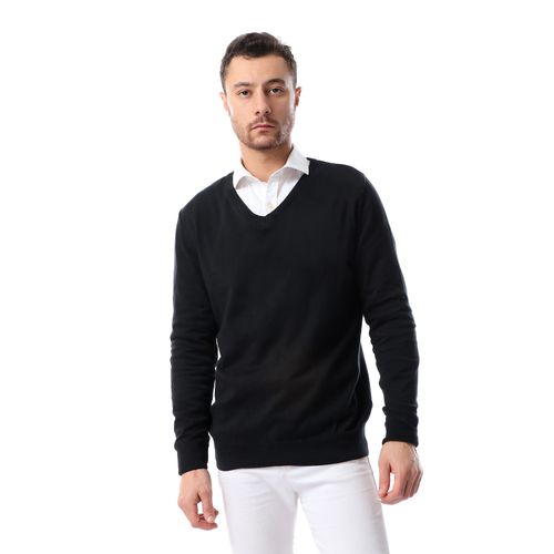 product_image_name-Ted Marchel- بلوفر بياقة V وأكمام طويلة - أسود -1