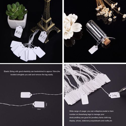 White Rectangle Jewelry Price Tags, Item Price Label with String Price  Paper Display for Goods Tags, Rectangle, White, 23x13mm