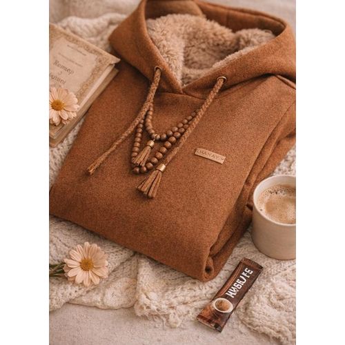 product_image_name-Generic-فستان ماكسي هودي مريح بلون بني فاتح - مقاسات خاصة (يناسب 85-110 كجم)-4