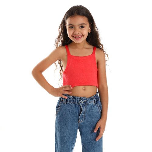 Buy Kady Spaghetti Sleeves Solid Girls Crop Top - Cerise Pink in Egypt