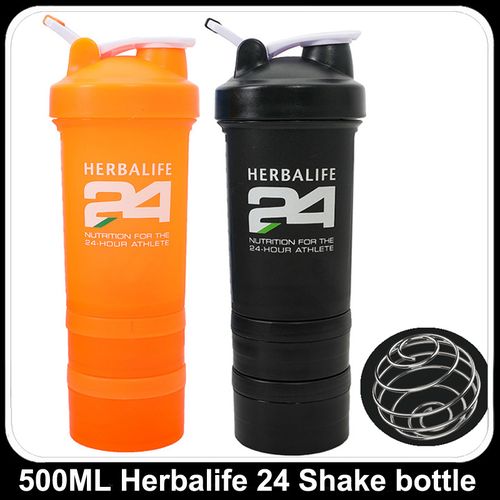 1pc 500ml Black Sports Shaker Bottle, Protein Powder Milkshake