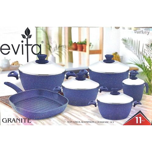 product_image_name-Evita- طقم حلل جرانيت ايفتا - 11 قطعة - ازرق كحلي وفضي -1