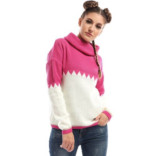 Ravin Bi-Tone Pink &amp; Off-White Hooded Pullover