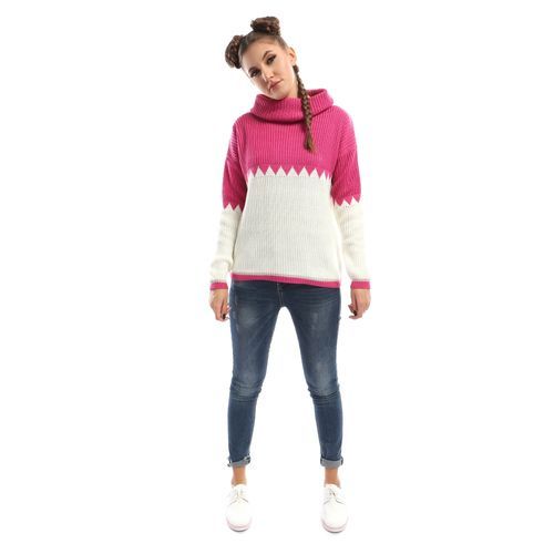 Ravin Bi-Tone Pink &amp; Off-White Hooded Pullover