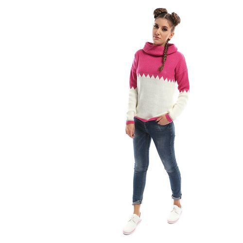 Ravin Bi-Tone Pink &amp; Off-White Hooded Pullover