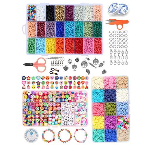 Ageneral More Than 8000 Pieces Flat Round Polymer Clay Beads Set For  Jewelry Making Bracelets, Necklaces, Chains And Earring For Kids And  Adults, @ Best Price Online