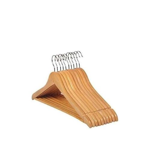 product_image_name-Generic-شماعات ملابس خشبية فاخرة من الخشب الصلب الطبيعي غير المصقول مع قطع وشقوق وقضيب أكثر نعومة بتصميم قوي - طقم 6 قطعة-4