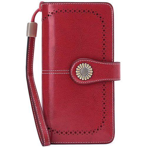 Buy Fashion (Red)Genuine Leather Fashion Brand Women Wallets Long Large Capacity Clutch Purse Zipper Phone Wallet RA in Egypt