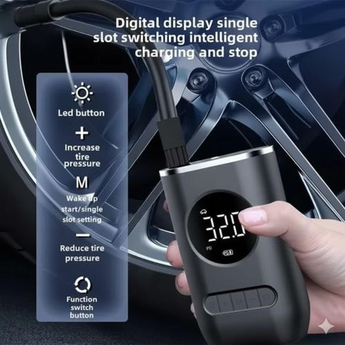 product_image_name-Generic-مضخة هواء كهربائية ذكية لاسلكية للسيارة -ضاغط هواء محمول بإيقاف تلقائي -إعادة تعبئة قوية خلال 20 ثانية -متوافقة مع السيارات والدراجات والكرات والعوامات -أسود-2