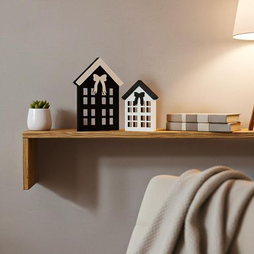 product_image_name-Generic-ديكور منزل على شكل منازل صغيرة مجسمة, مجسمات منزلية للزينة، مصنوعة من الخشب, بسمك 14 ملم بالون الابيض و الاسود, قطع ديكور للارفف تكمل ديكور منزلك وتضيف عليه الجمال و الاناقة-2