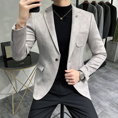 Smart Casual Blue Blazer Men Business Suits Slim Fit Terno