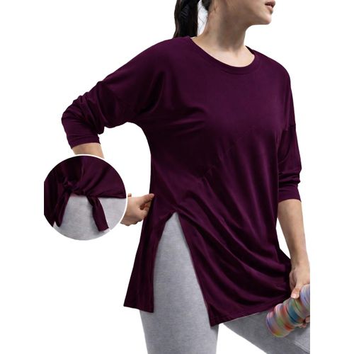 product_image_name-Nileton-Sports Top - long sleeves side slit T-shirts - Long  Tee For Workout and Sportswear - Crew Neck Casual outdoor T-shirt for women-4