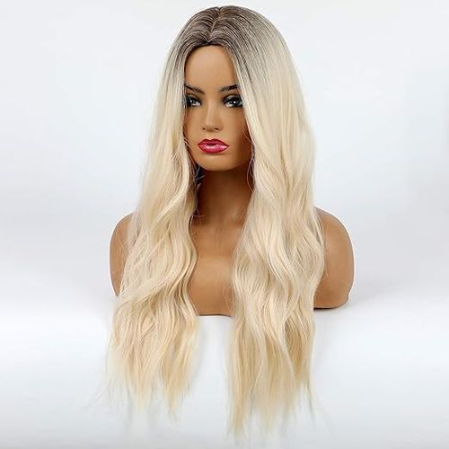 Generic Long Natural looking Synthetic Wig With Dark Roots And A