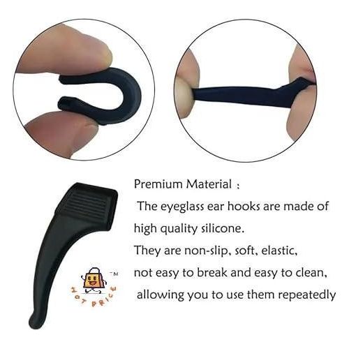 product_image_name-Generic-4-Pack Anti-Slip Eyeglass Ear Hooks for Prescription and Adult Glasses, Black Silicone Eyeglass Arm Grip Hooks-8