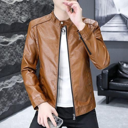 Fashion 2023 New High Quality Men s Leather Jacket Casual Coat Korean Style Trendy Slim And Handsome Youth Leather Jacket Brown Best Price Online Jumia Egypt