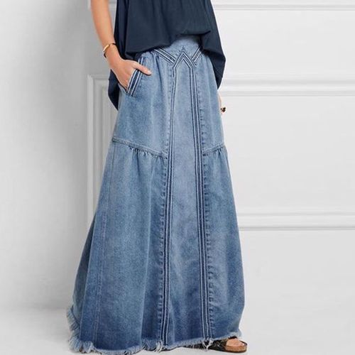 Denim cheap boho skirt