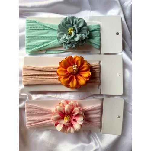 product_image_name-Generic-طقم بندانا بناتي مزينة بالزهور – 3 قطع (وردي، خوخي، أزرق فاتح)-2