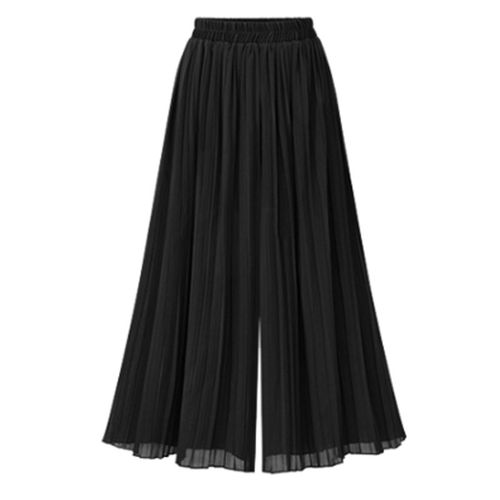 Fashion (Black)Summer European Style Pleated Women Wide Leg Pants Loose  Chiffon Boho Female Length Pant Elastic Waist Trousers Plus Size WEF @ Best  Price Online