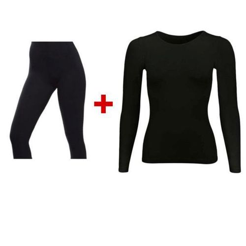 product_image_name-Generic-بدلة نسائية طويلة الأكمام من ليكرا - أسود مع شورتات برمودا من ليكرا - أسود-1