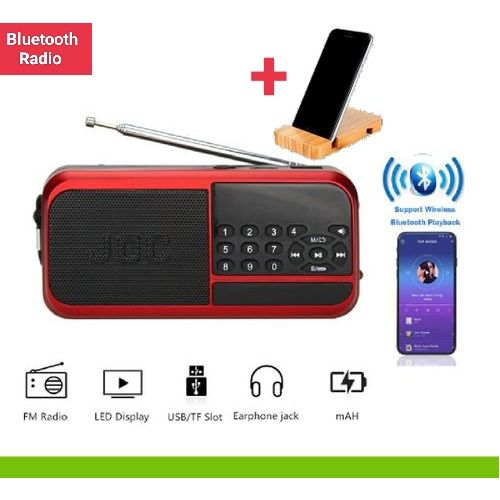 اشتري Joc Bluetooth FM Radio - USB - Memory - Red+ Free Mobile Holder في مصر