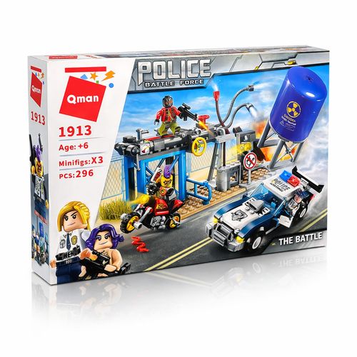 product_image_name-Qman-مجموعة مكعبات بناء قوة معركة الشرطة – مطاردة شرطة كيومان وقطاع الطرق – 296 قطعة – 3 شخصيات ميني فيجر –-5