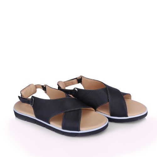 Buy Darkwood Genuine Leather Flat Sandal For Women - Black in Egypt