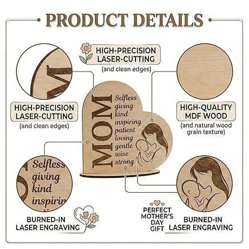 product_image_name-Generic-Wooden stand, the perfect Mother's Day gift - a decorative heart-shaped stand with meaningful quotes for mothers, mothers-in-law, and grandmothers. (Selfless Mom)-4