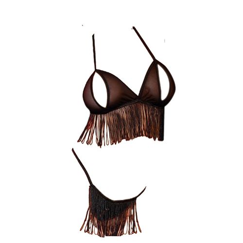 Buy Fashion Group Polyester Bra With Panty Tassel - Black in Egypt