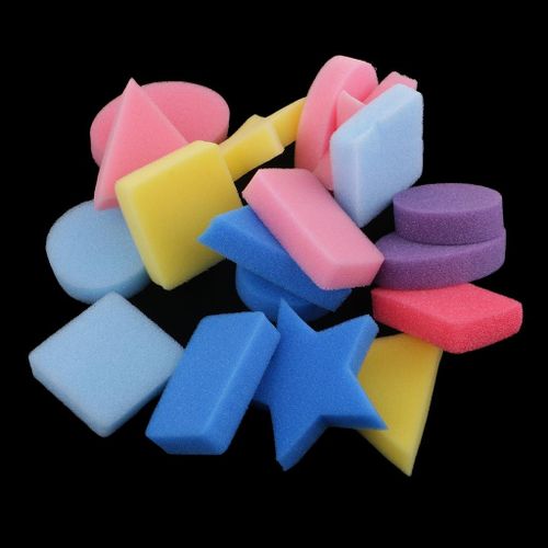 Generic 18x Colorful Geometric Painting Sponges For Toddlers Kids