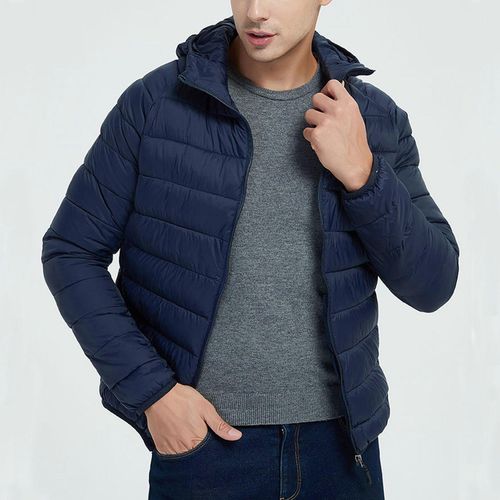 Generic Ultra Lightweight Men's Hooded Down Puffer Jacket, Dark Blue L ...