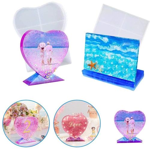 Resin Mold for Photo Frame,Rectangle & Heart Shape Silicone Epoxy Molds for  Casting, Photo Frame