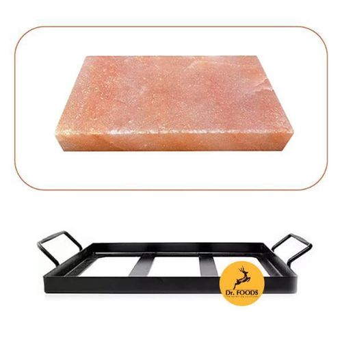 product_image_name-Dr. FOODS-Himalayan Pink Salt Block with Metal Tray for Cooking, Grilling & Baking – Salt Cutting Board - Culinary Serving Stone-2