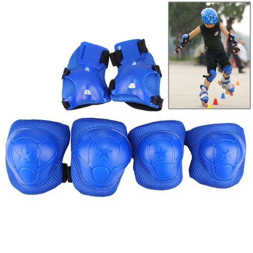 اشتري No Brand 6 In 1 Roller Skate Knee & Elbow & Wrist Pads Protective Gear Sets(Dark Blue) في مصر