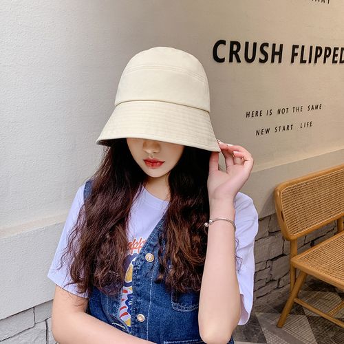 Fashion Bucket Hat Women Black Solid Color Cotton Korean Hat Ladies  Foldable Suncreen Spring Summer Hats For Women Fisherman Hat Female @ Best  Price Online