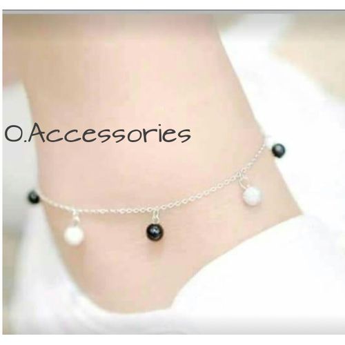 اشتري O. Accessories خلخال فضي ابيض في اسود في مصر